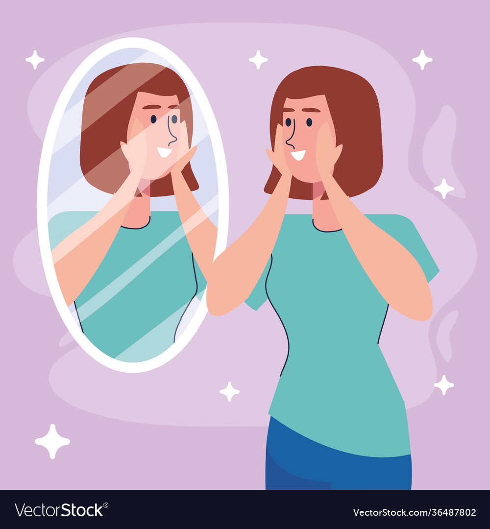 Beautiful sexy girl looking in mirror Royalty Free Vector