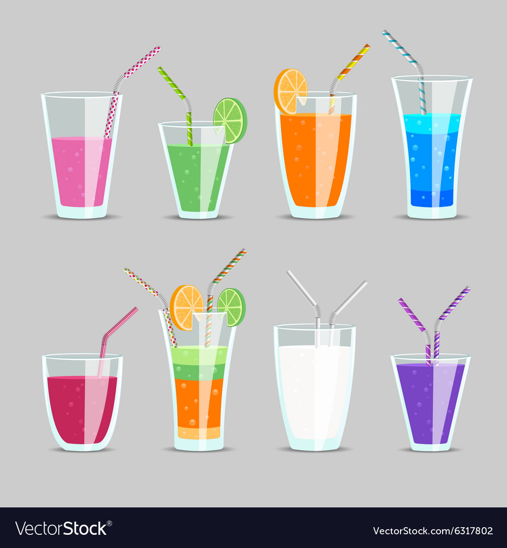 Cocktail and fruit juice drinks Royalty Free Vector Image