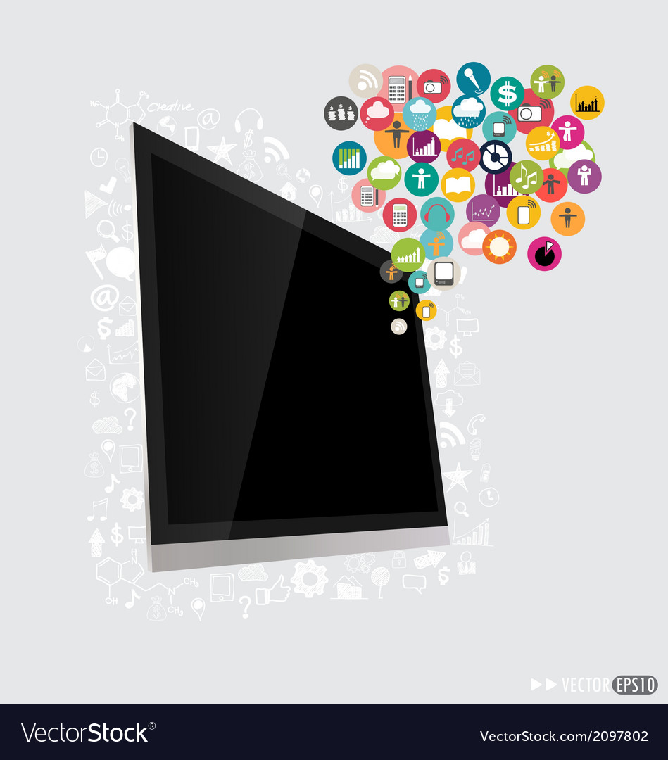 Computer display with cloud of application
