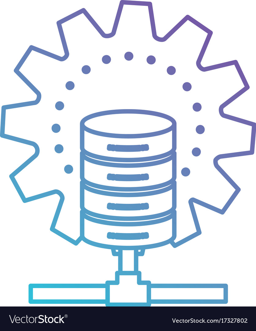 Data base center in color gradient silhouette from