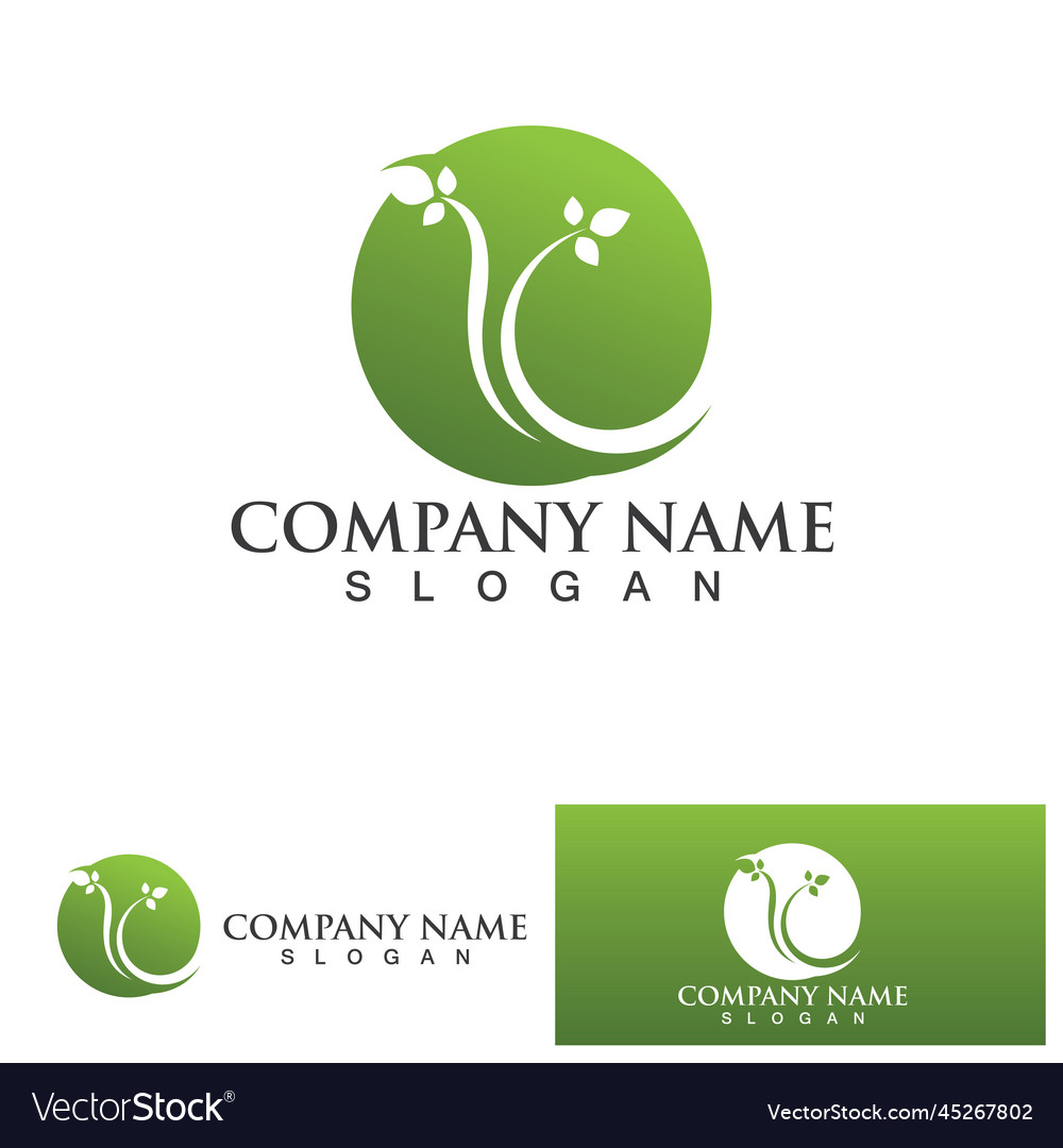 Eco energy logo with leaf symbol Royalty Free Vector Image