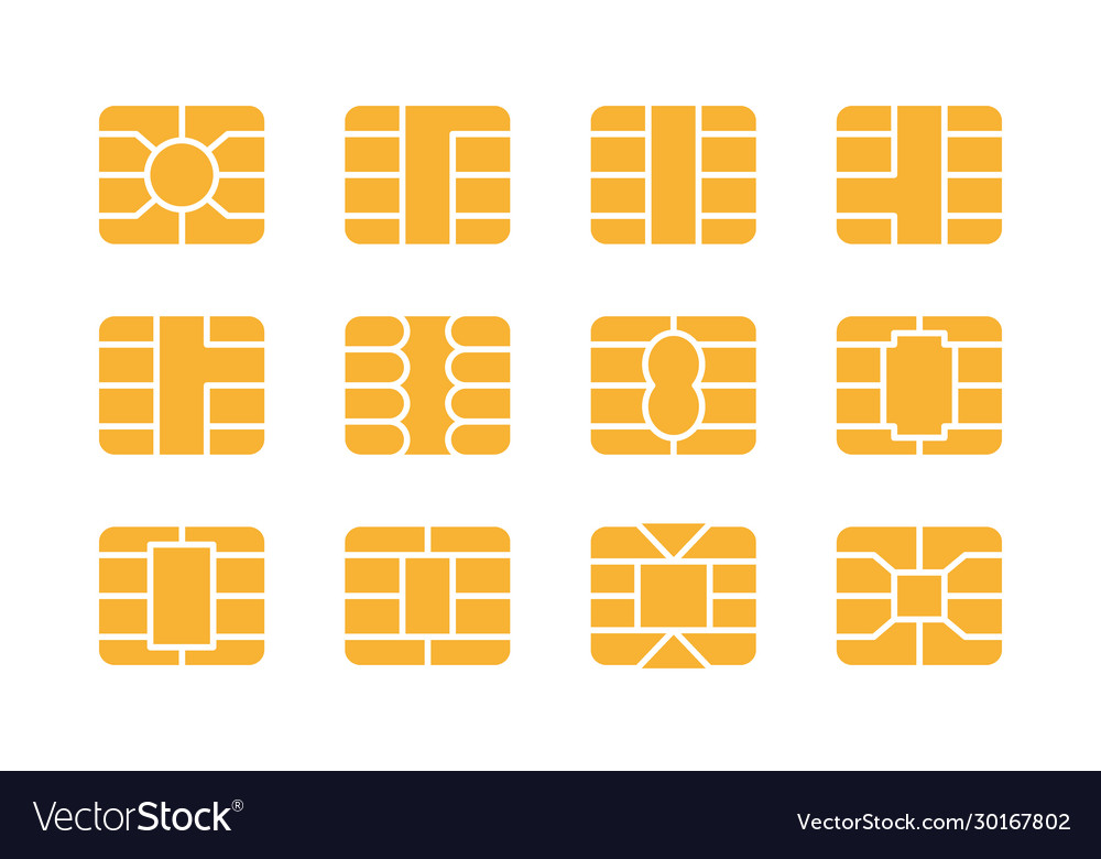 Emv Chip Icon Set Nfc For Credit Card Royalty Free Vector