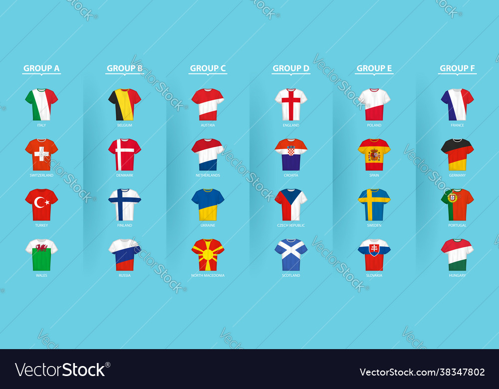 Football shirts with flag european