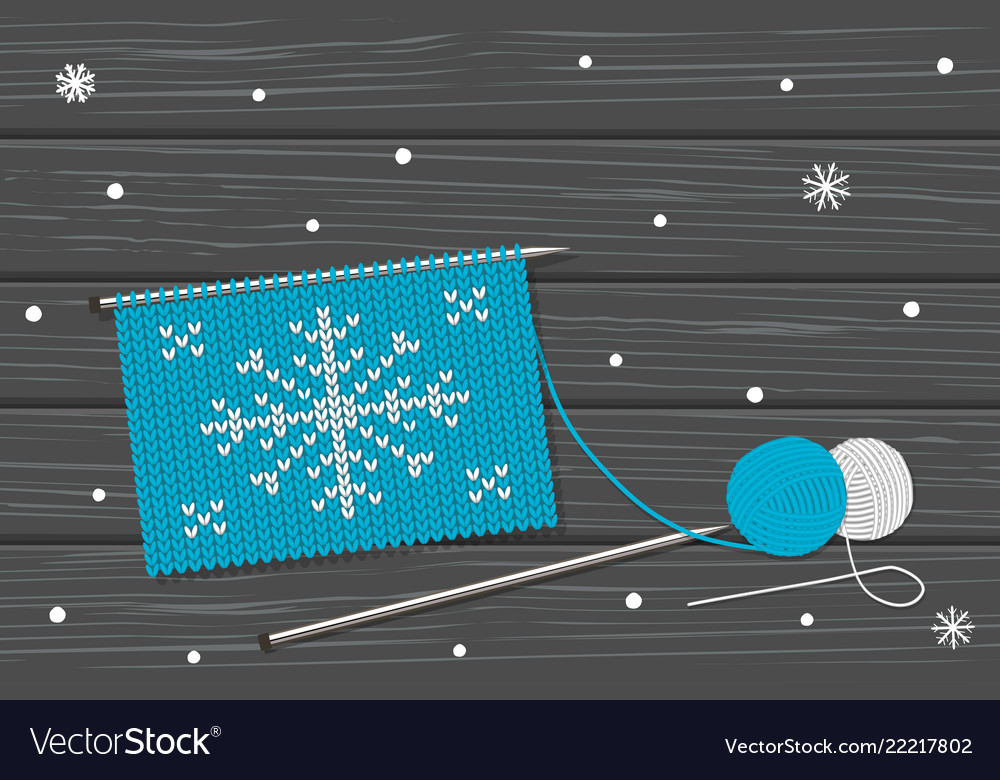 Knitting with pattern of snowflake Vector Image Knitting with pattern of snowflake