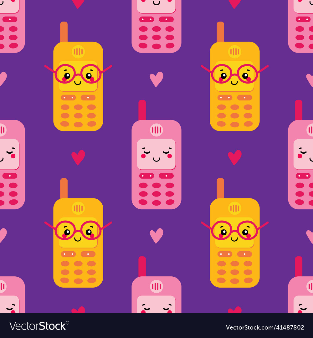 Retro mobile phone characters pattern