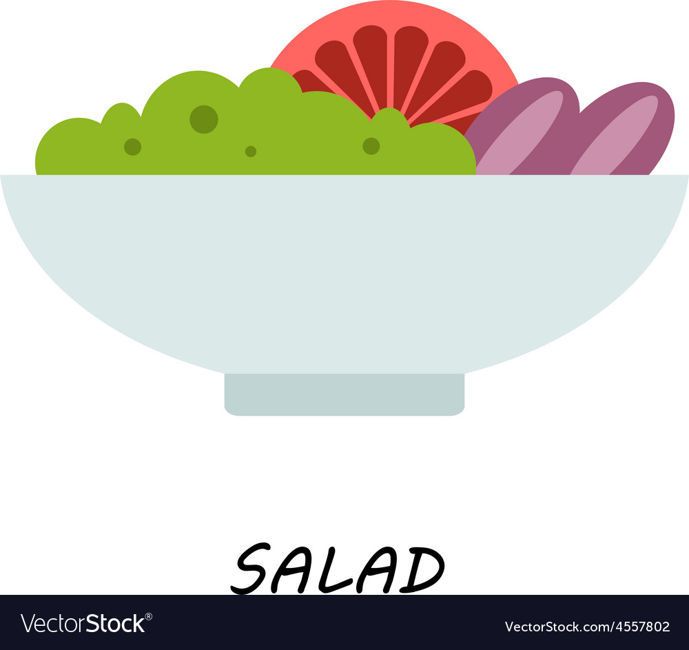 Salad in bowl on white background Royalty Free Vector Image