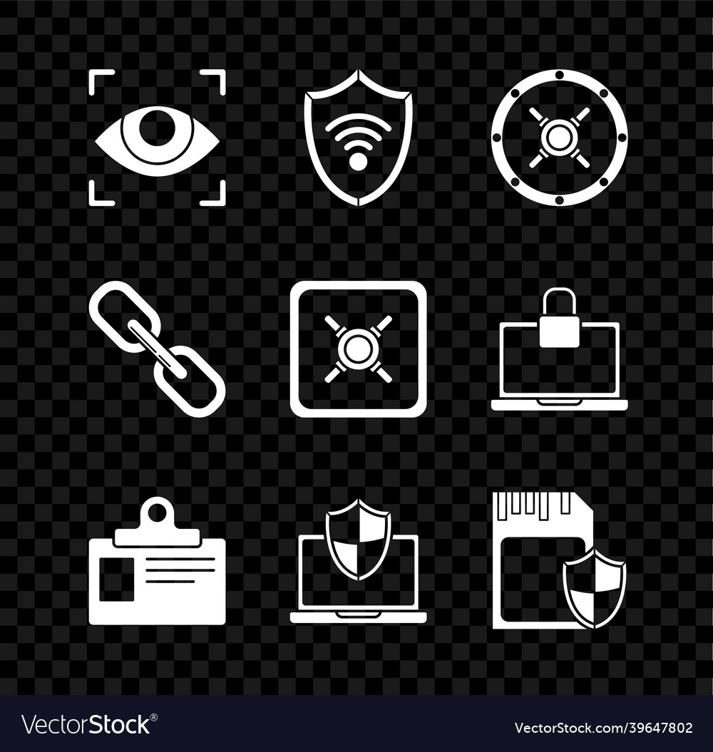 Set eye scan shield with wifi wireless internet vector image Set eye scan shield with wifi wireless internet