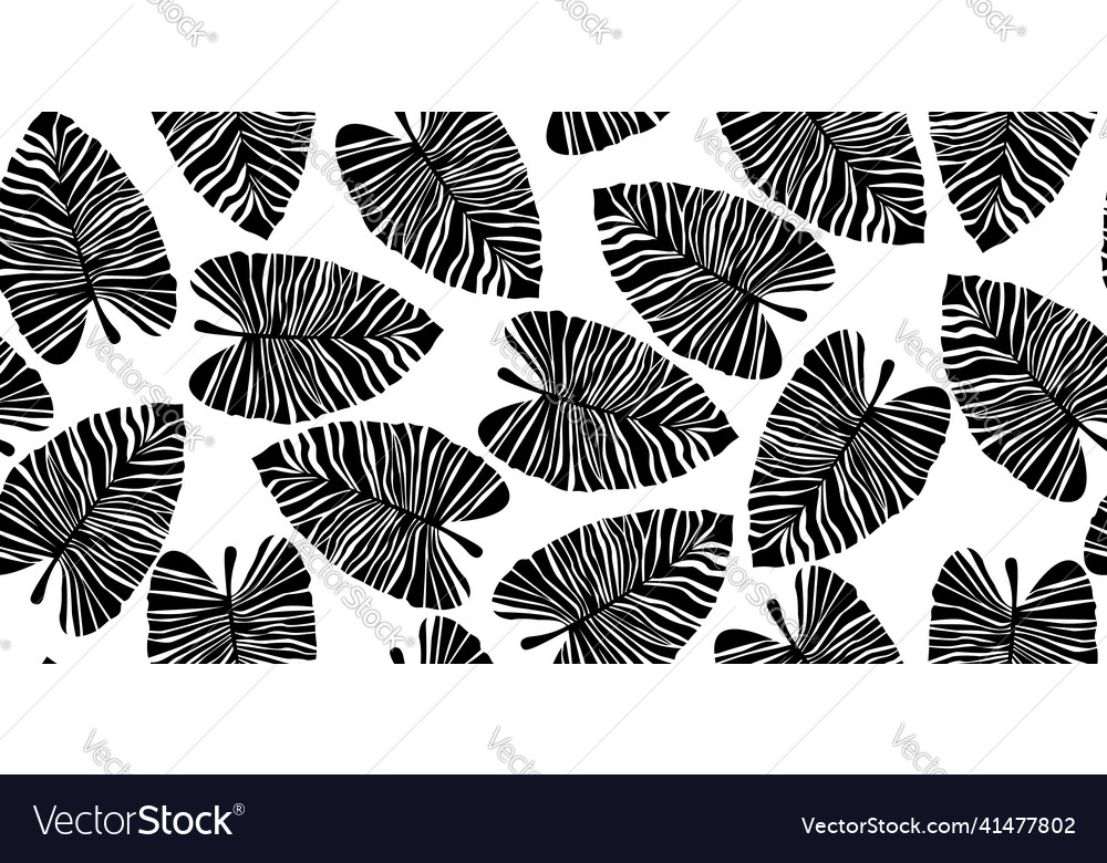 Silhouette tropical palm leaves seamless pattern