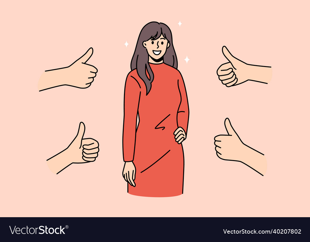 Smiling woman get likes of followers