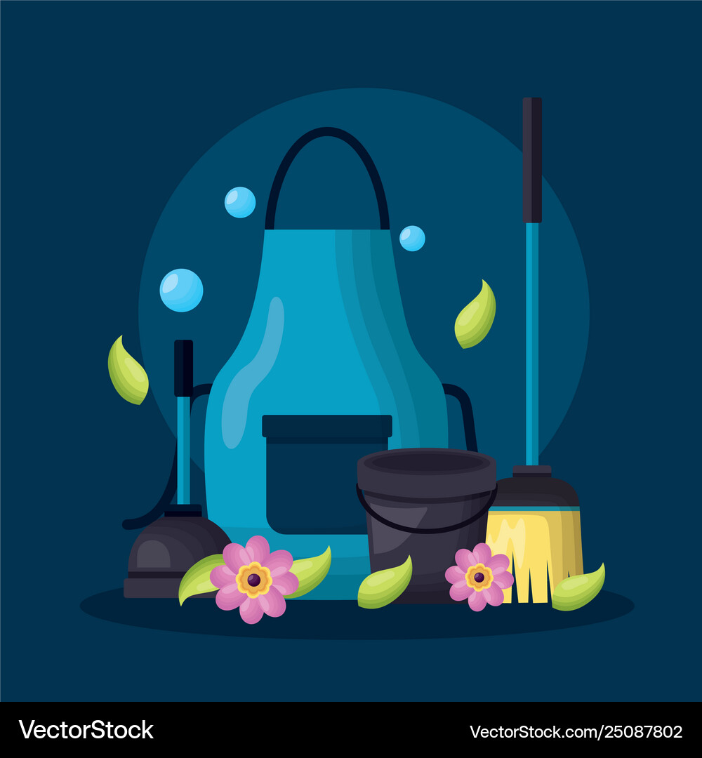 Spring cleaning tools Royalty Free Vector Image