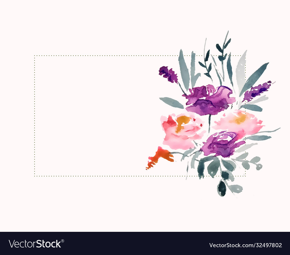 Watercolor flower decoration with text space area vector image Watercolor flower decoration with text space area