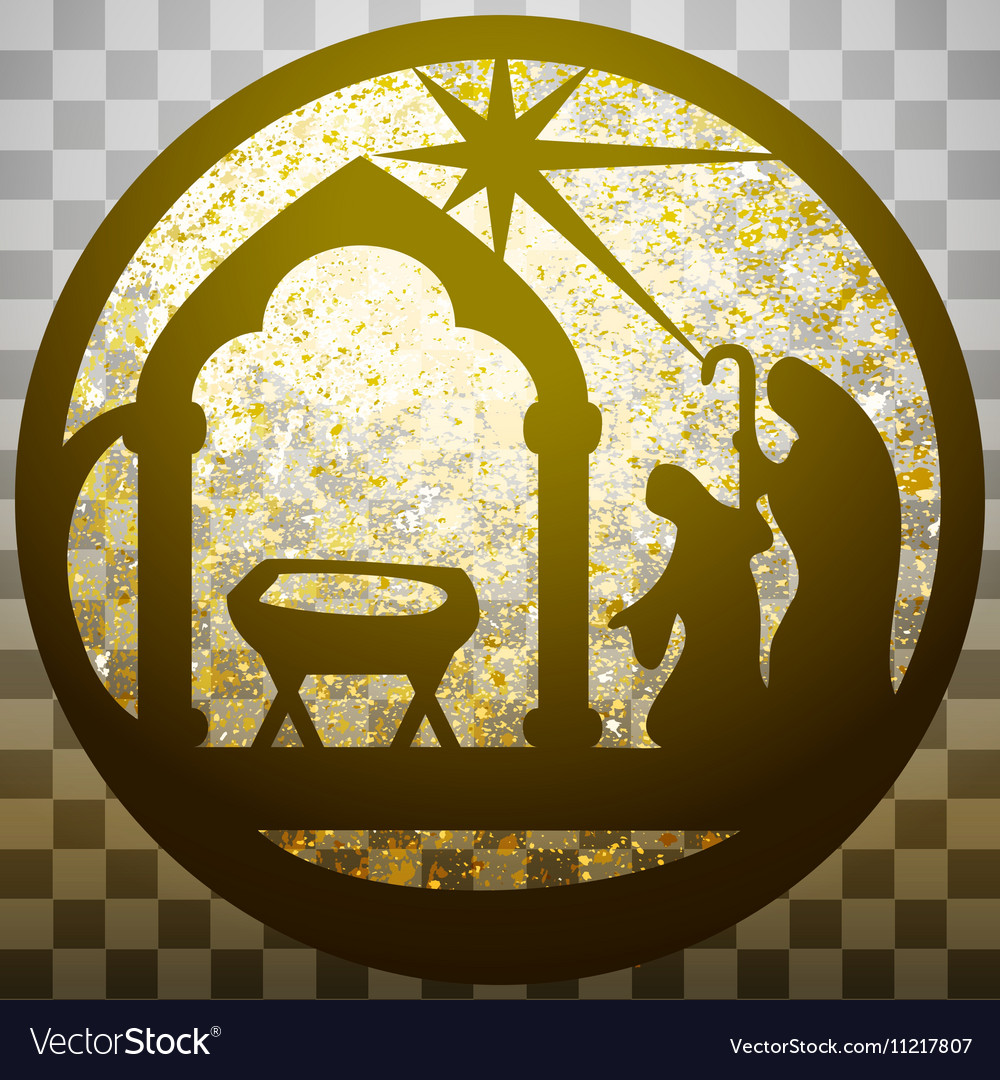 Anbetung der magi silhouette icon gold