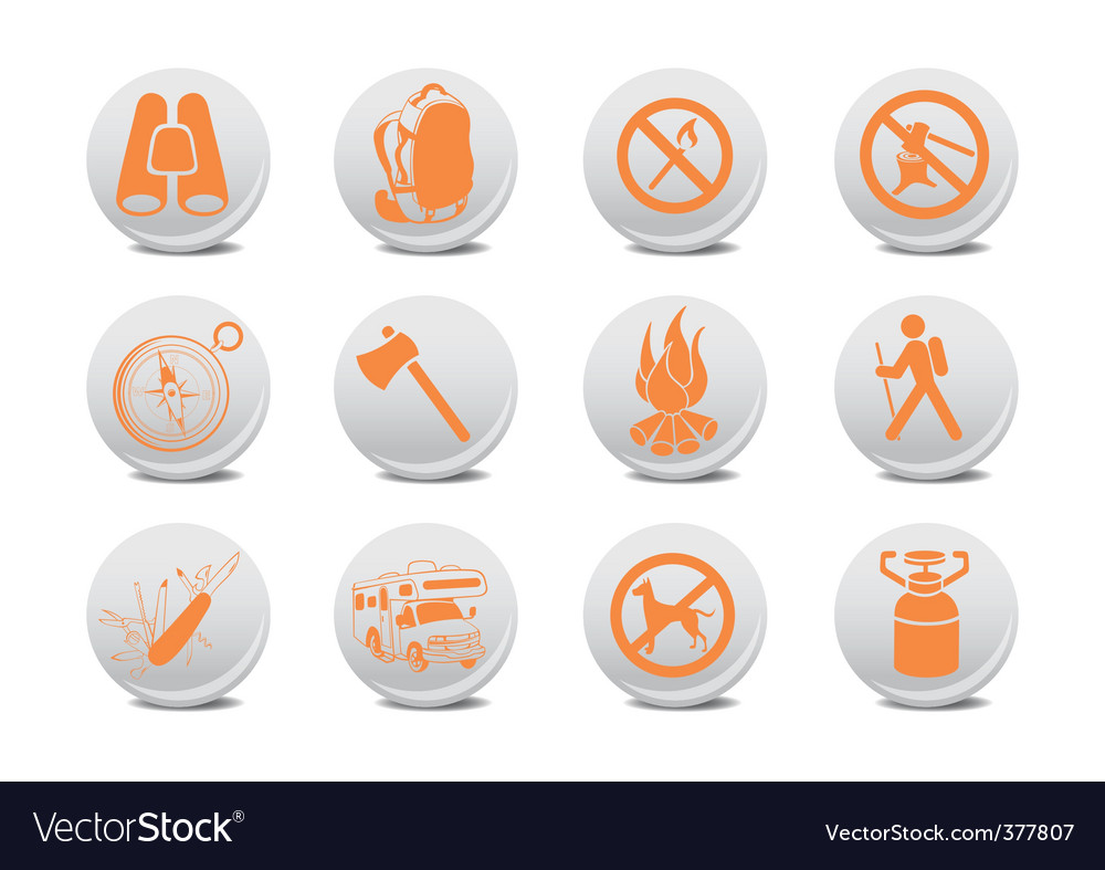 Camping buttons Royalty Free Vector Image - VectorStock