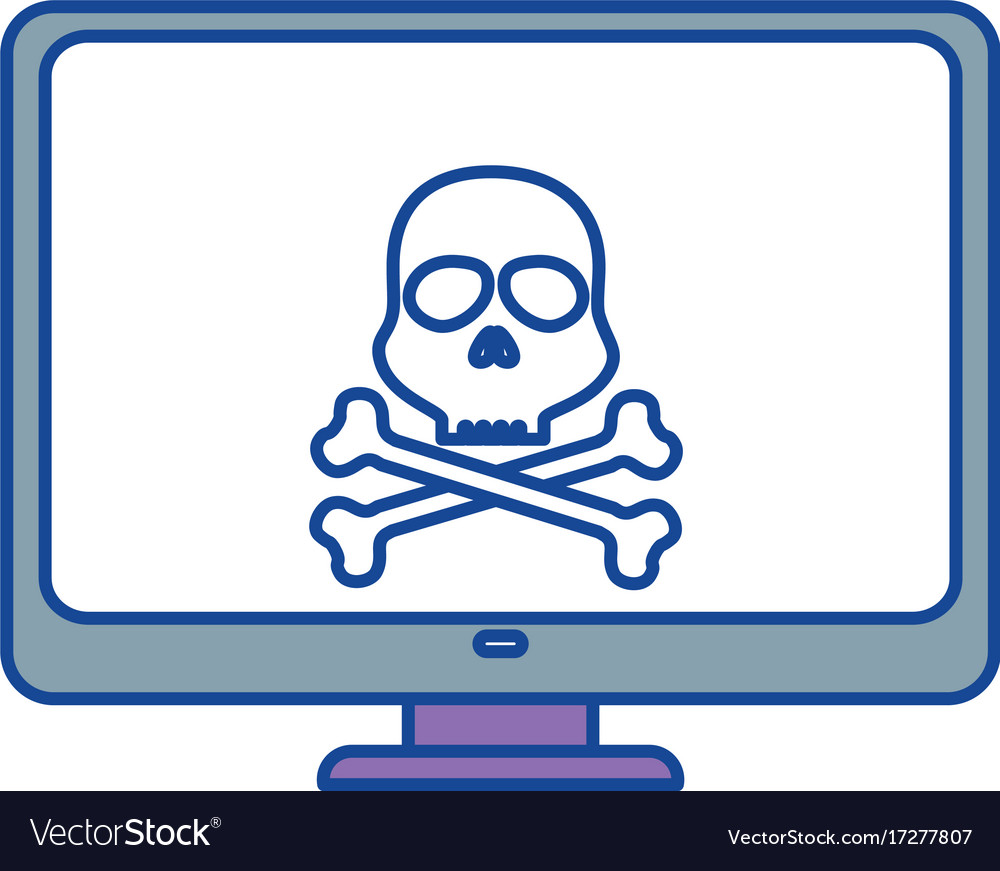Computer display with skull virus alert