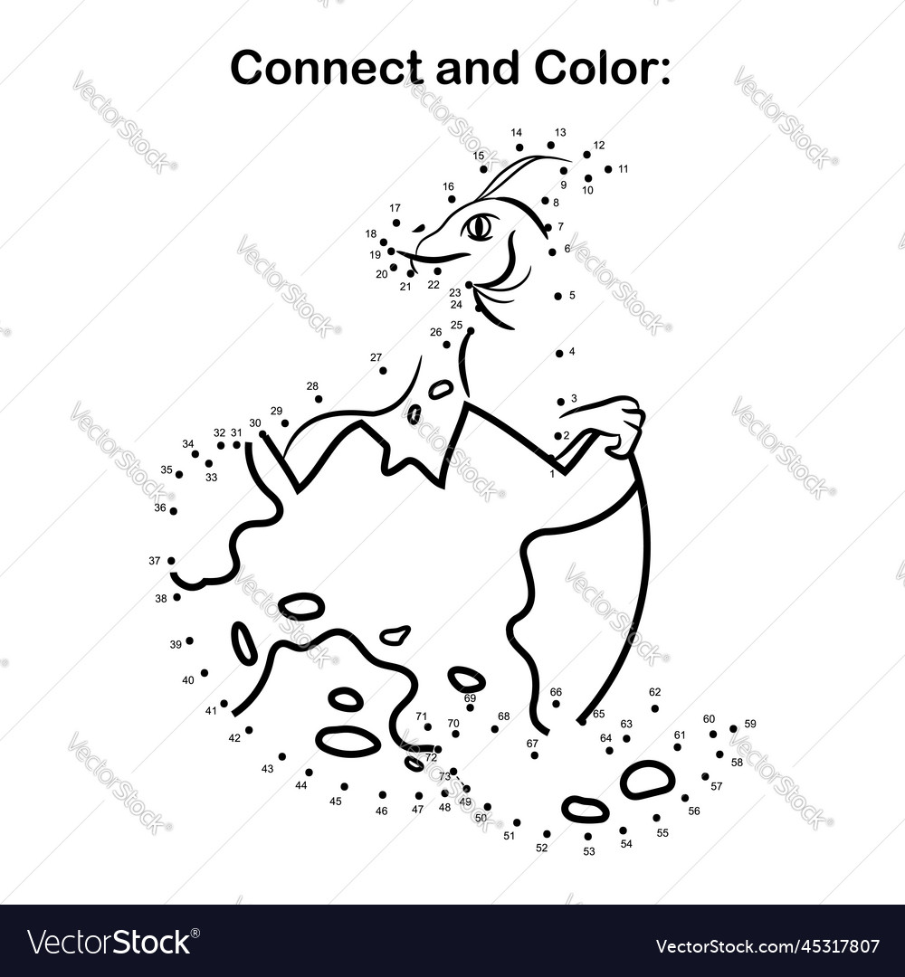 Connect the dots by number kids preschool dinosaur