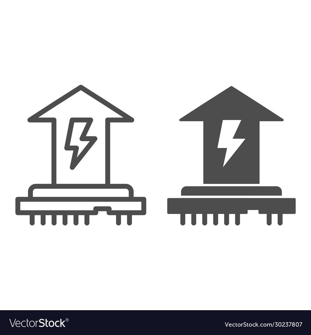 Cpu power consumption line and solid icon vector image Cpu power consumption line and solid icon