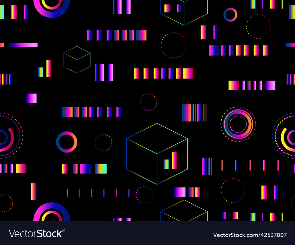 Geometric seamless pattern in cyberpunk style
