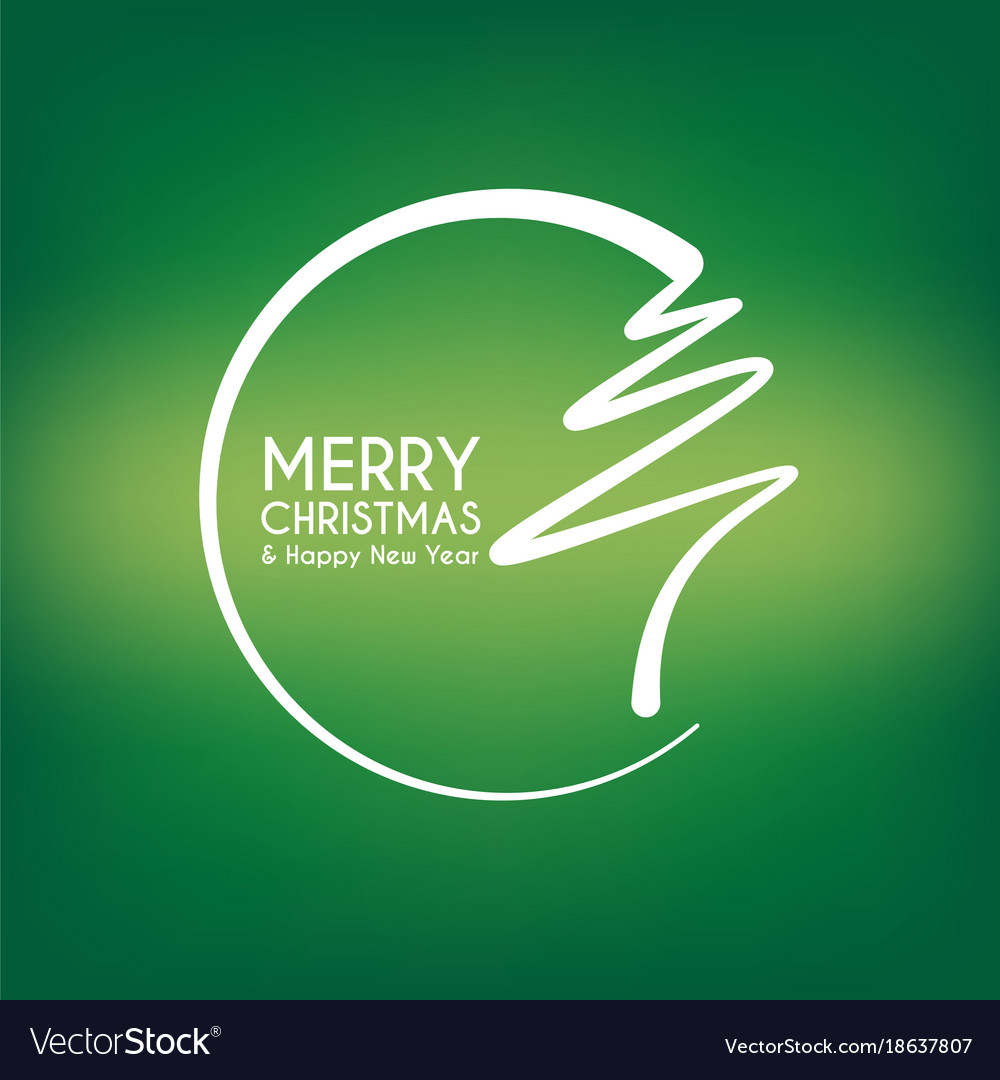 Green abstract merry christmas tree line