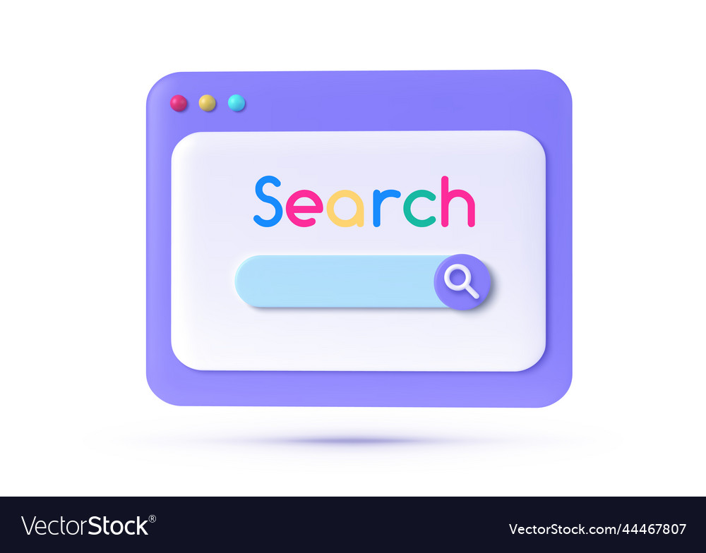 Icon with search 3d for web site design