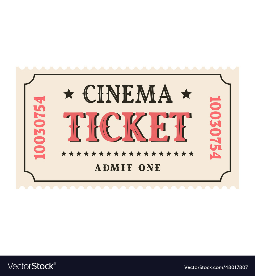 Isolated color cinema ticket Royalty Free Vector Image