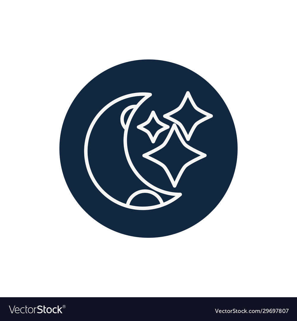 Isolated moon and stars line block style icon vector image Isolated moon and stars line block style icon
