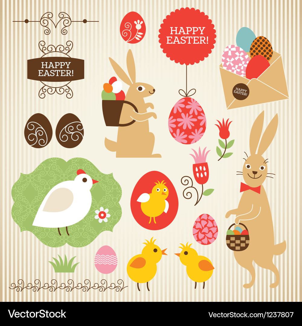 Set easter elements Royalty Free Vector Image - VectorStock