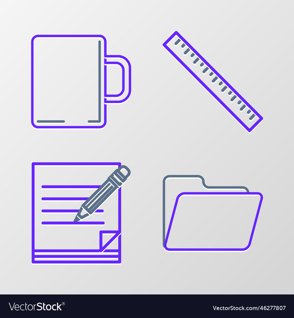 Set line document folder blank notebook vector image Set line document folder blank notebook