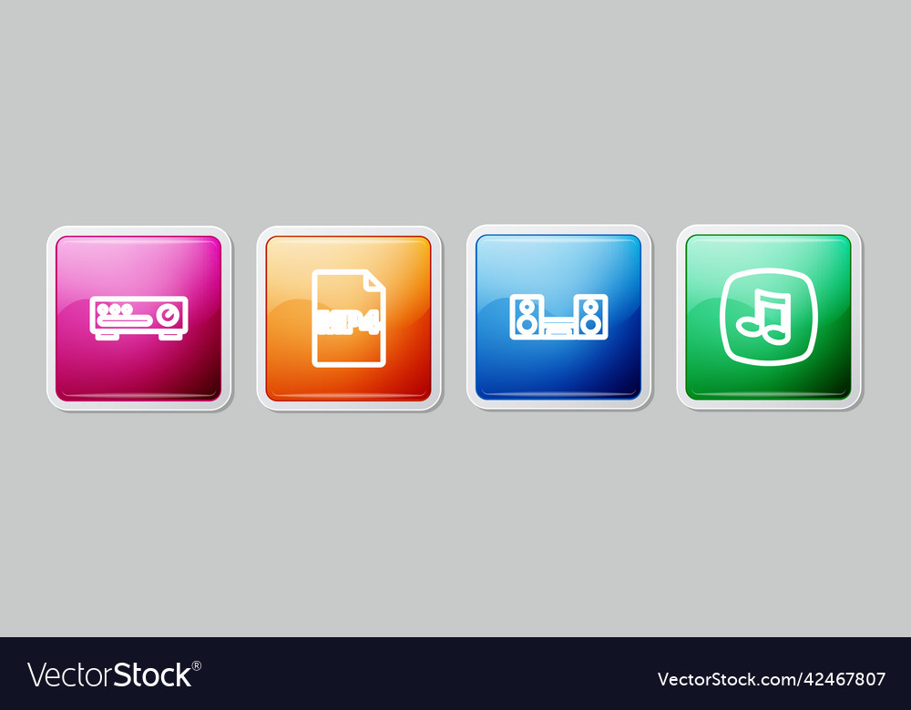 Set line sound mixer controller mp4 file document vector image Set line sound mixer controller mp4 file document