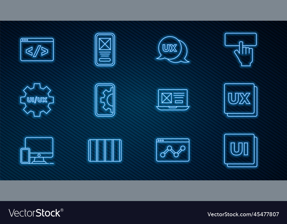 Set line ui or ux design web development front vector image Set line ui or ux design web development front