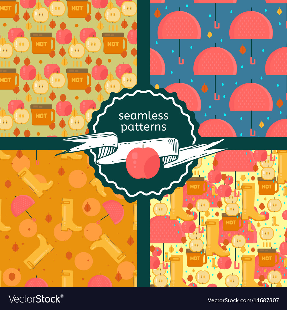 Set of autumn stuff patterns