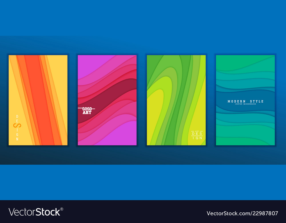 Set of minimal template in paper cut style design