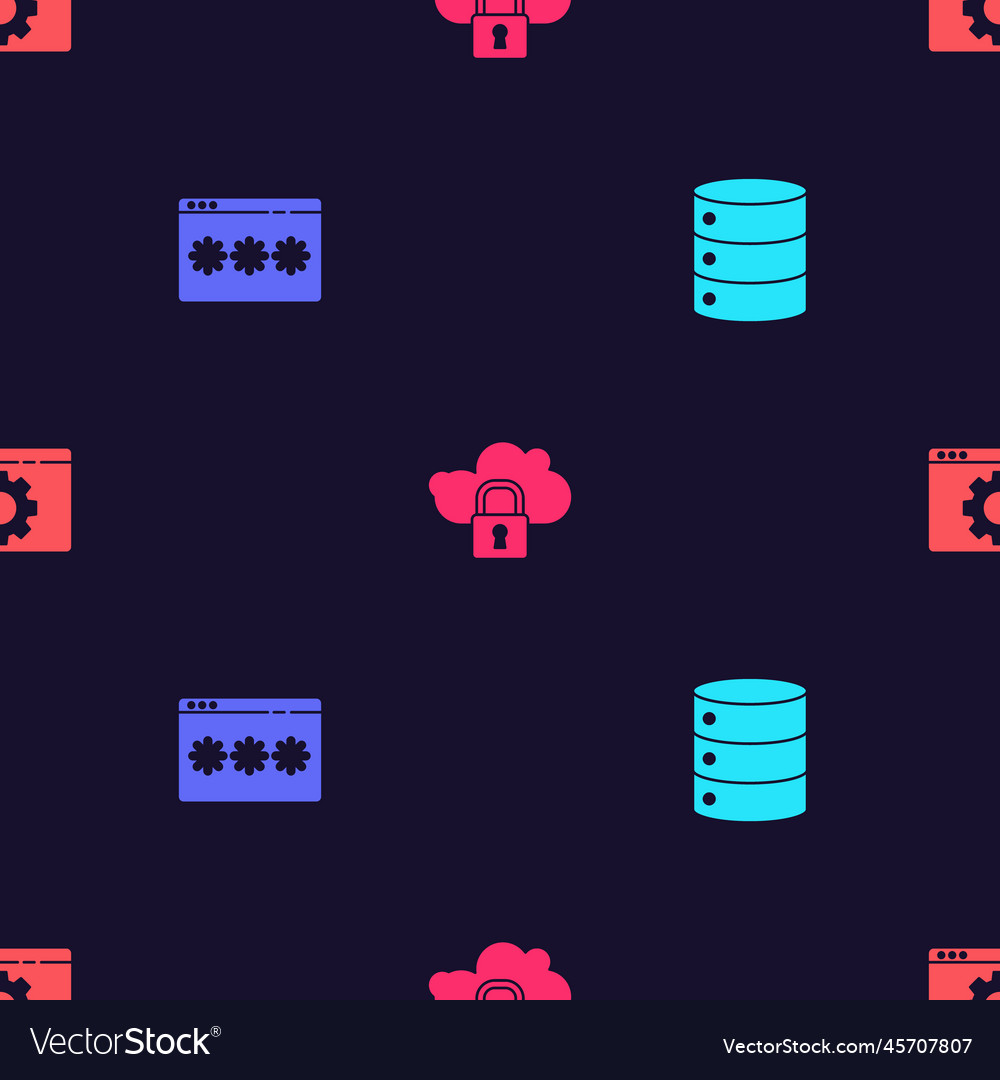 Set server data web hosting password protection vector image Set server data web hosting password protection