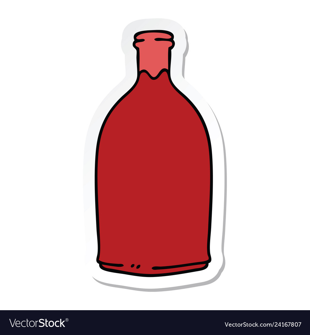 Sticker of a quirky hand drawn cartoon red wine Vector Image