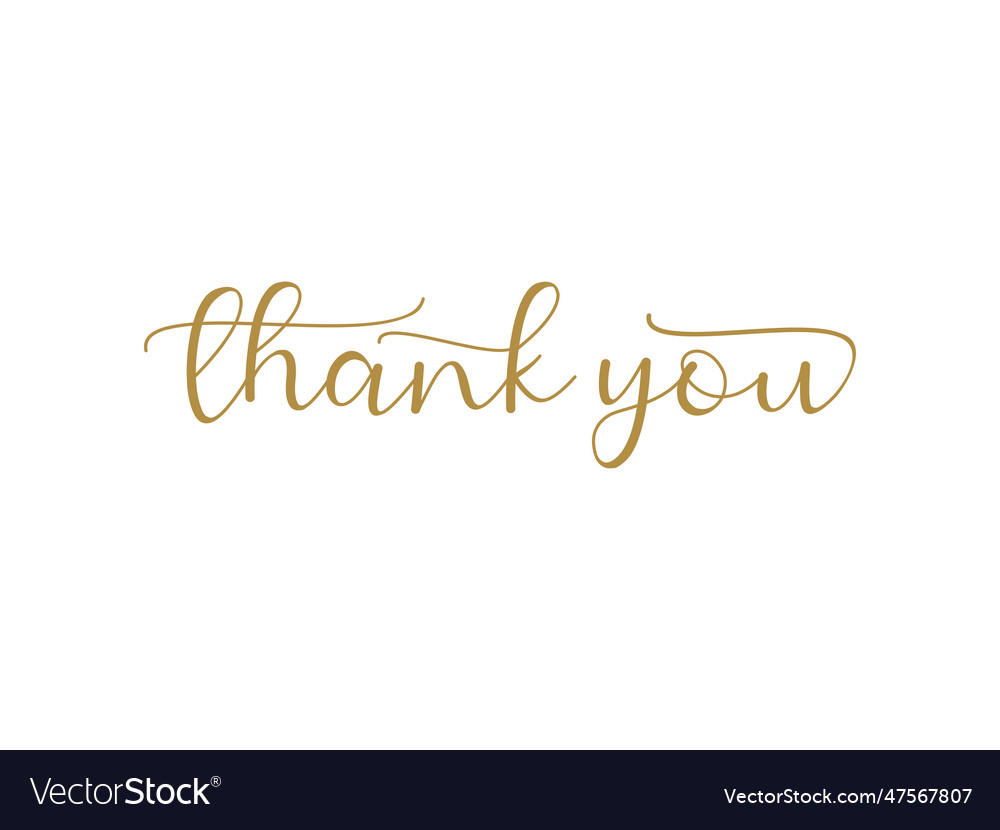 Thank you card gold text hand drawn calligraphy