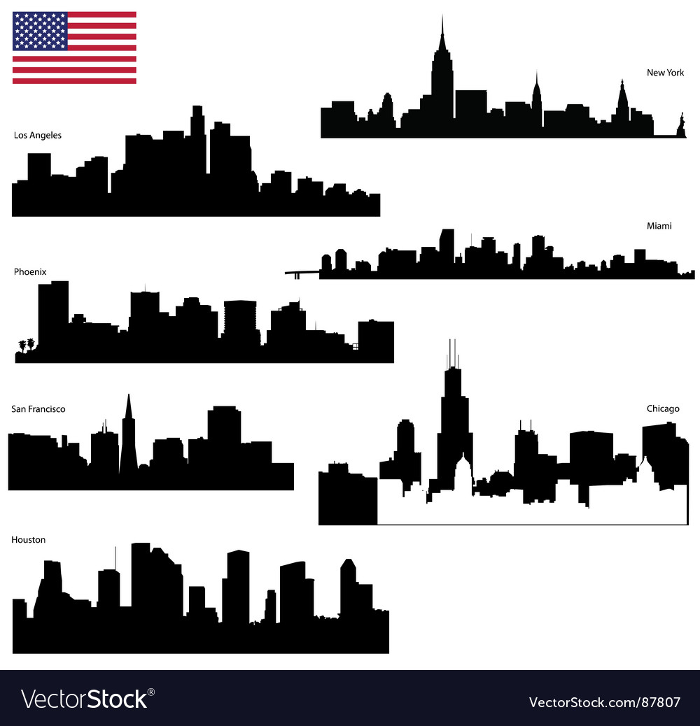 Usa skyline silhouettes