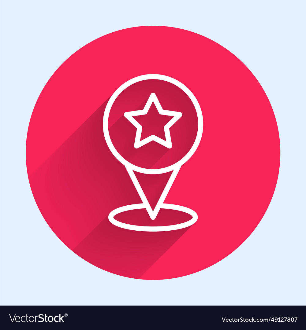 Weiße Linie Kartenzeiger mit Sternsymbol isoliert Vector Image Weiße Linie Kartenzeiger mit Sternsymbol isoliert