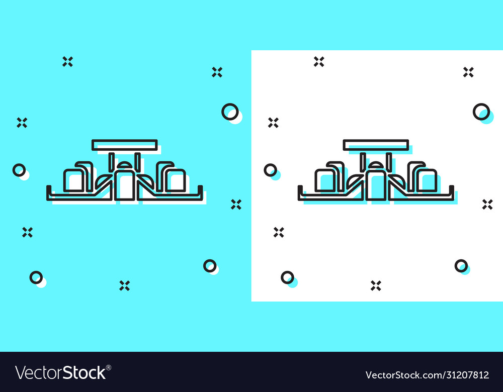 Black line formula 1 racing car icon isolated