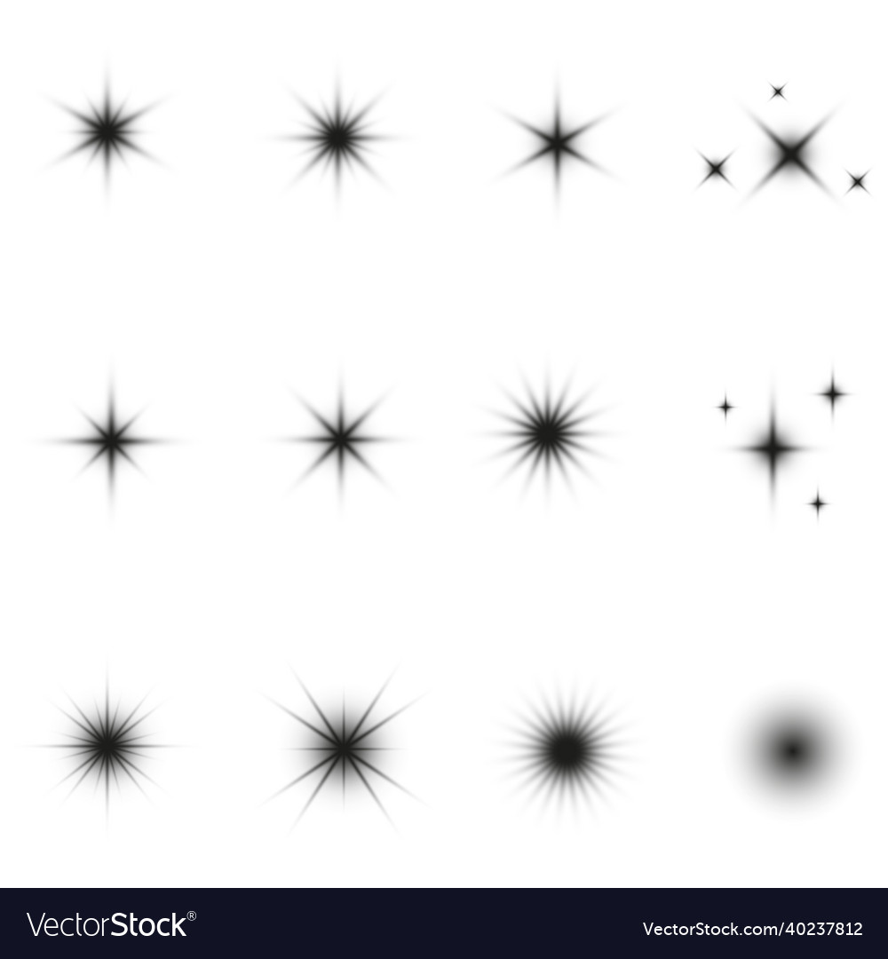 Black shiny sparkle star in transparent style