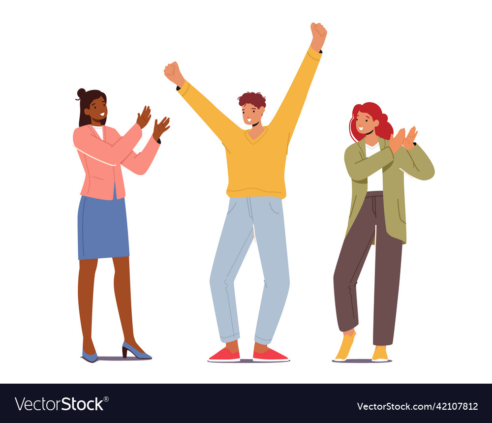 Business team celebrate success project deal vector image Business team celebrate success project deal