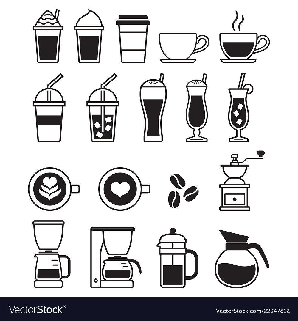 Coffee Black Icons Royalty Free Vector Image - Vectorstock