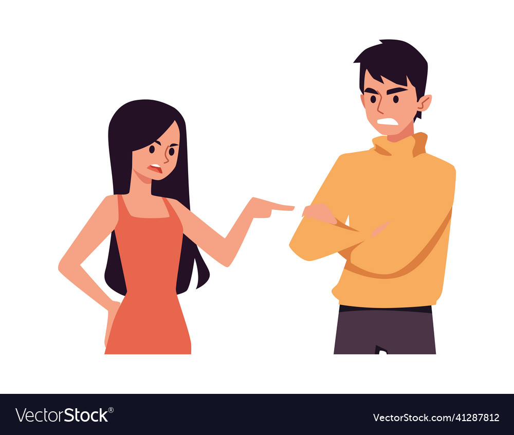 Couple arguing about conflict or problem - flat Vector Image