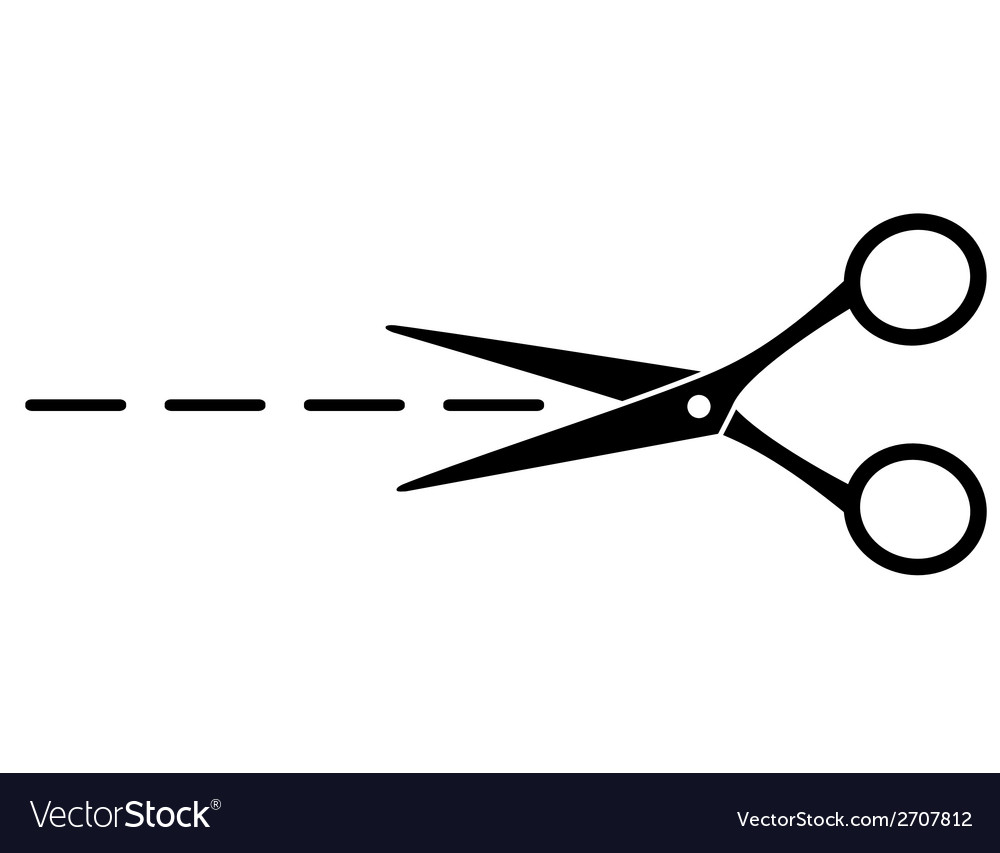 Scissors Cut Lines Icon Badge Place Cutting Stock Vector by