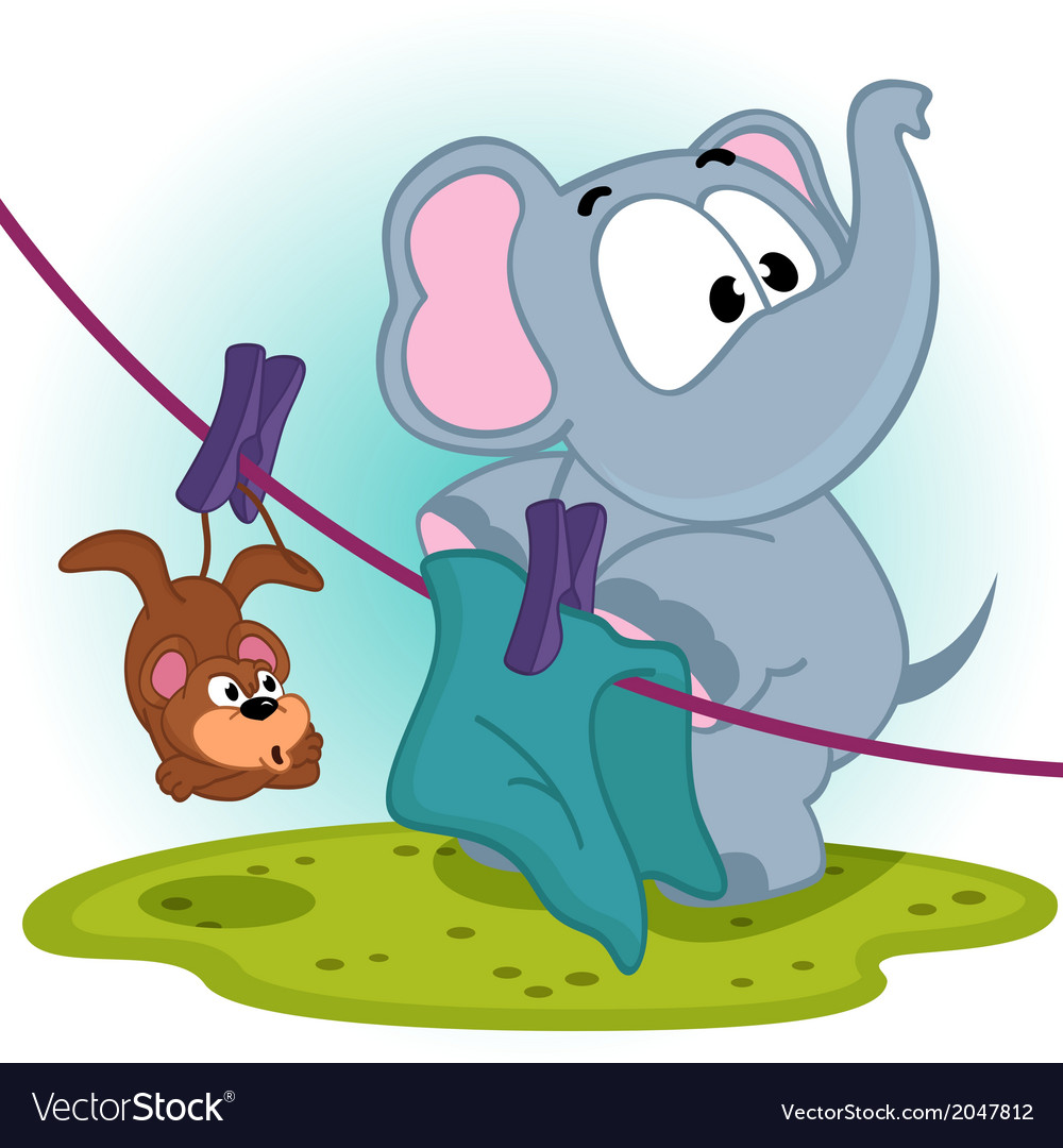 Elephant mistakenly hung on clothespins mouse