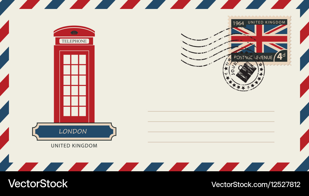 Envelope with London phone booth Royalty Free Vector Image