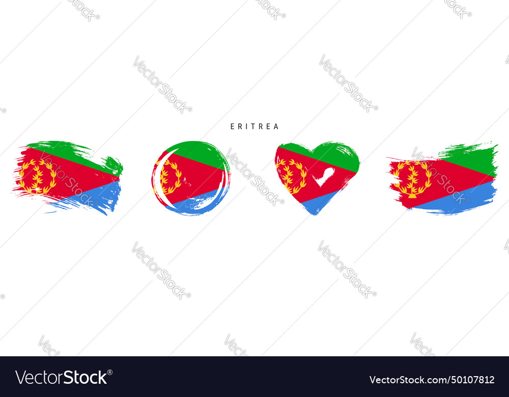 Eritrea hand drawn grunge style flag icon set