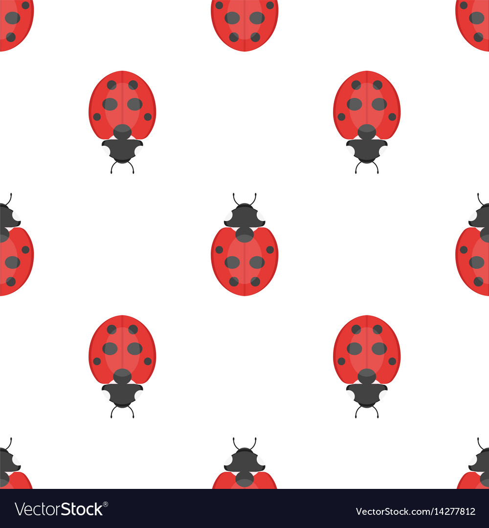 Flat style seamless pattern with ladybug