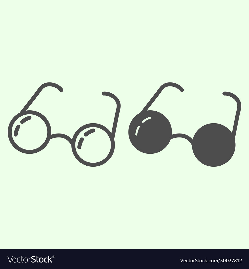 Glasses line and solid icon round retro