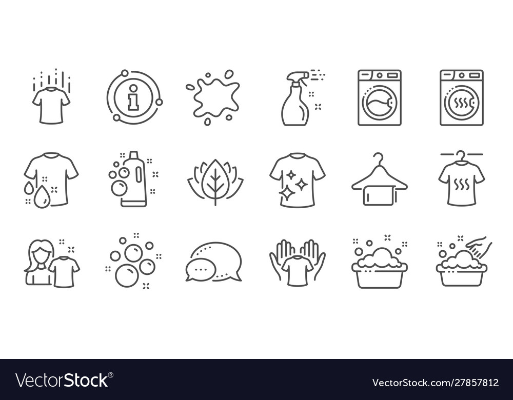 Wäscherei Linie Icons Trockner Waschmaschine