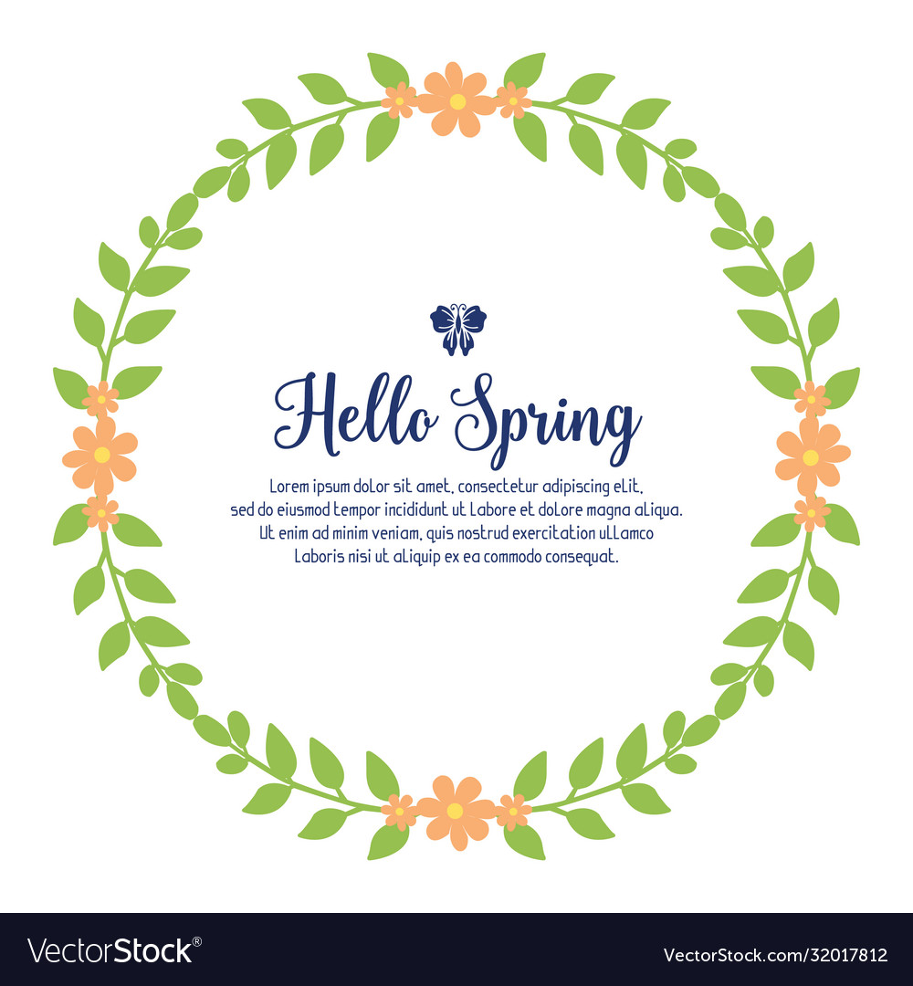 Modern frame for hello spring greeting card design Vector Image Modern frame for hello spring greeting card design