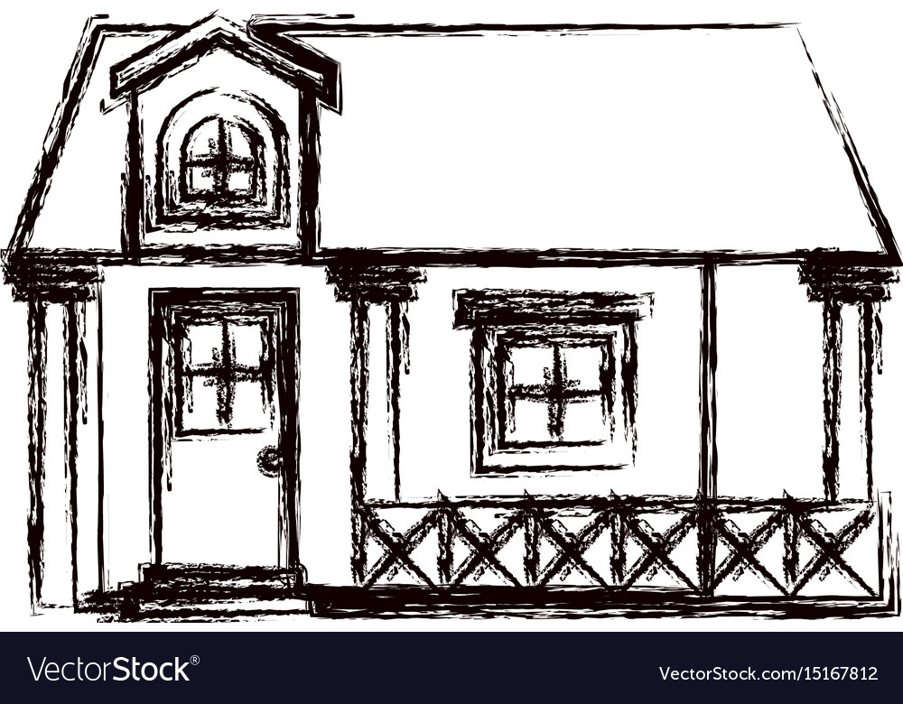 Monochrome blurred silhouette facade house Vector Image